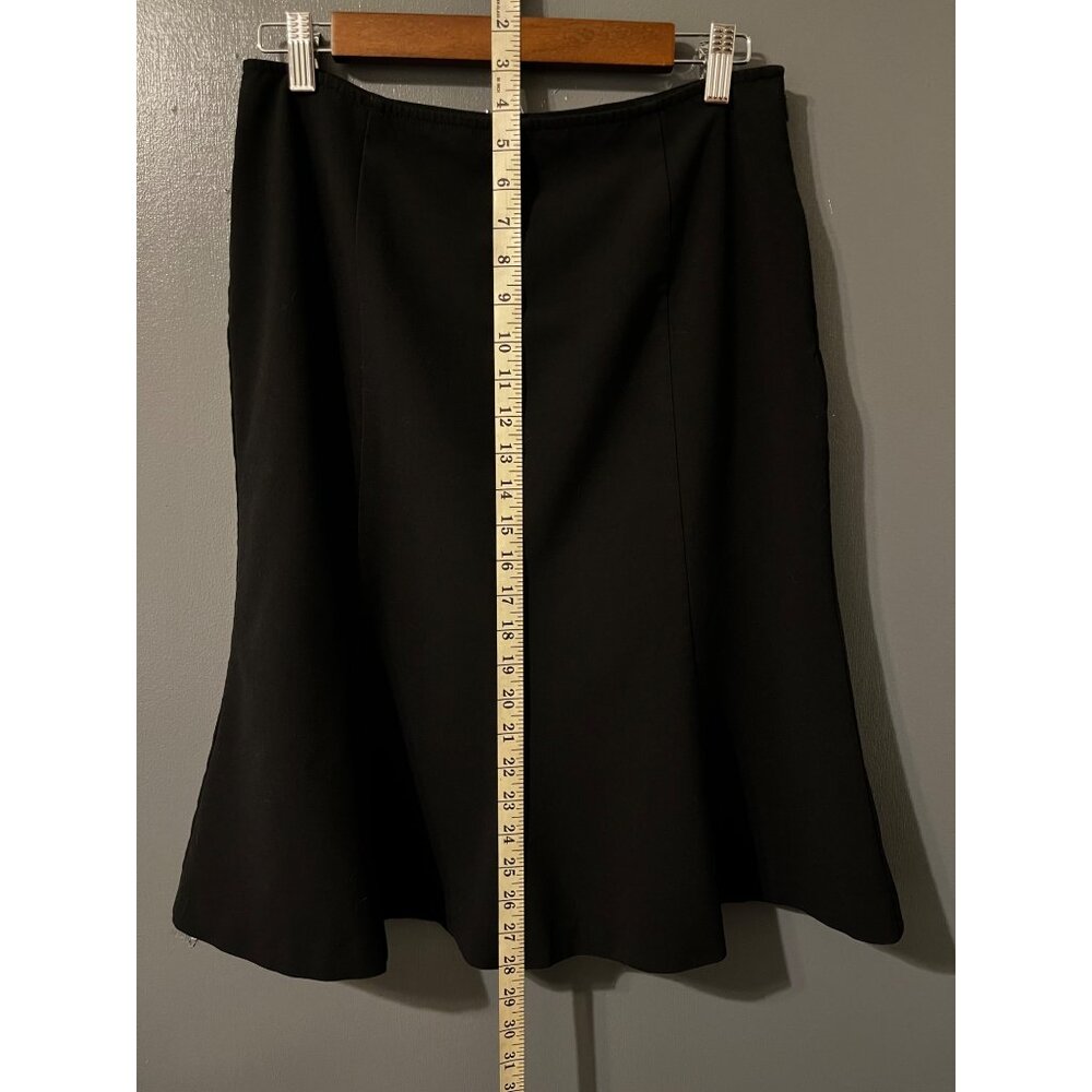 Apostrophe Black Stretch A-Line Skirt Size 8 24” Long Side Zip